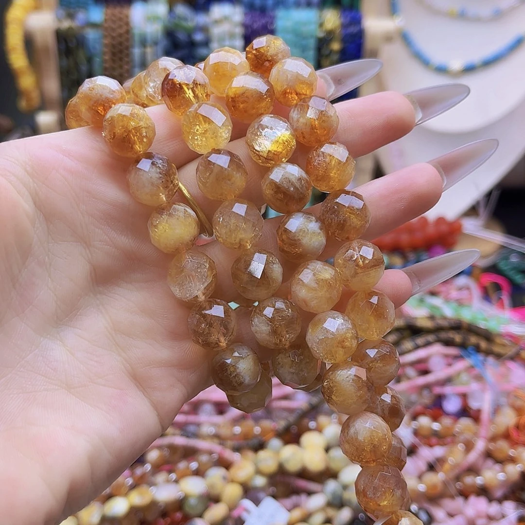 未镶嵌玛瑙/玉髓珠宝半成品/黄塔晶钻切12mm 拍2发一83号