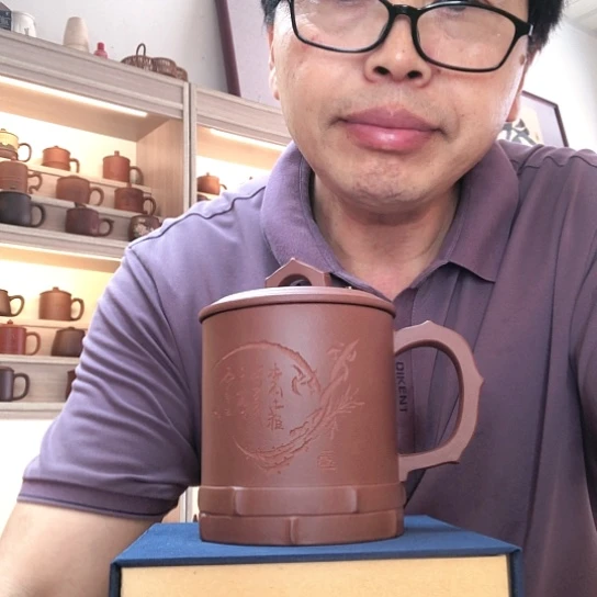 茶杯紫泥老料竹节杯容量600