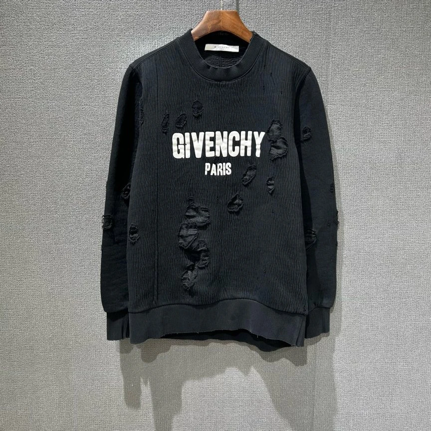 99新 Givenchy/纪梵希 （pm）破洞网纱黑色卫衣 xxs码/1581