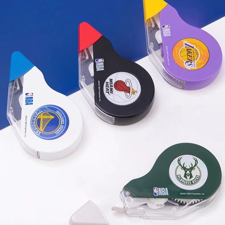 得力71552N修正带NBA联名PET透明膜带大容量修改带学生涂改带