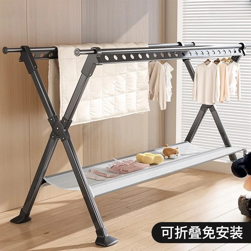 室外晾衣架落地式家用阳台凉衣杆免安装可折叠晒被子晾晒架晾衣服