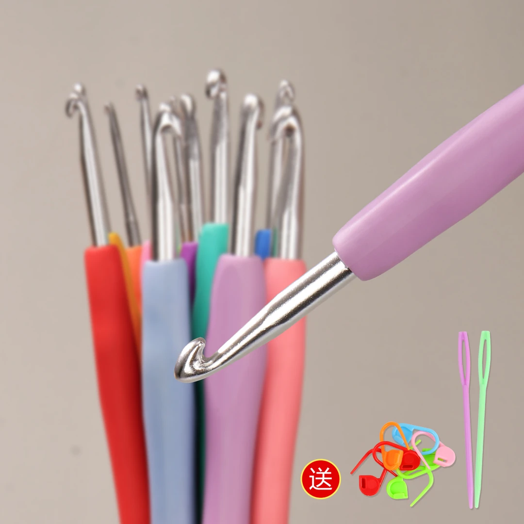钩针工具全套手工钩织毛线钩针工具大全不锈钢软柄DIY玩偶包包
