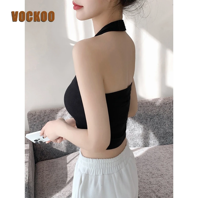VOCKOO挂脖小吊带辣妹背心女西装内搭夏季外穿美背无袖抹胸