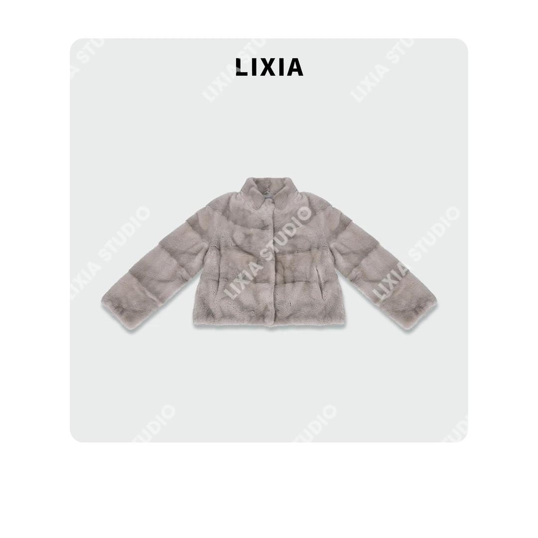 LIXIA【霜绒屿】进口丹麦轻奢老钱风高级银兰原生水貂-D9826