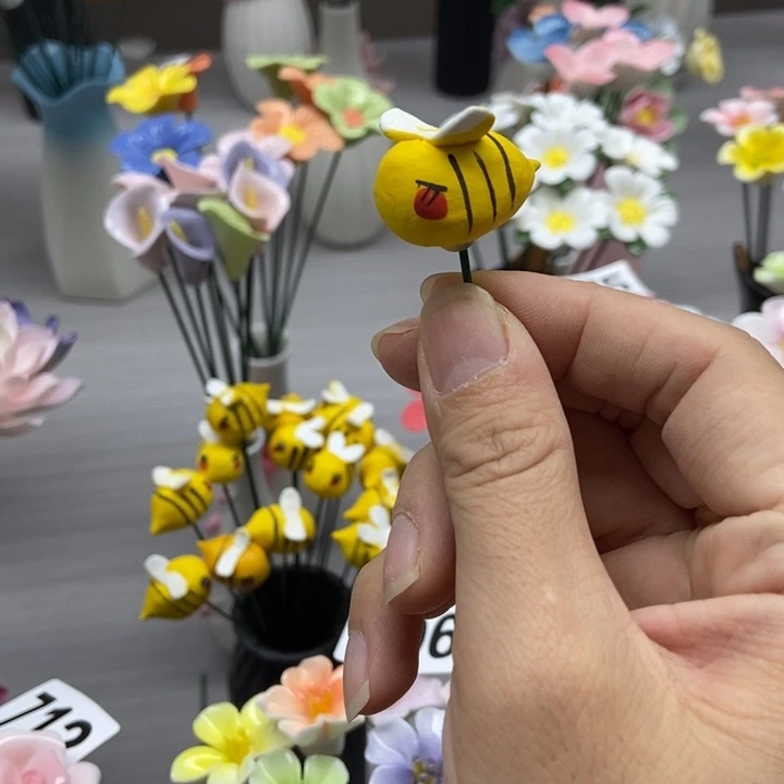 陶瓷手工制作陶瓷花拍三发4只小蜜蜂