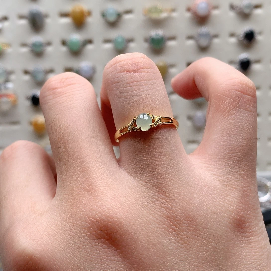 翡翠戒指银S925镶嵌0246