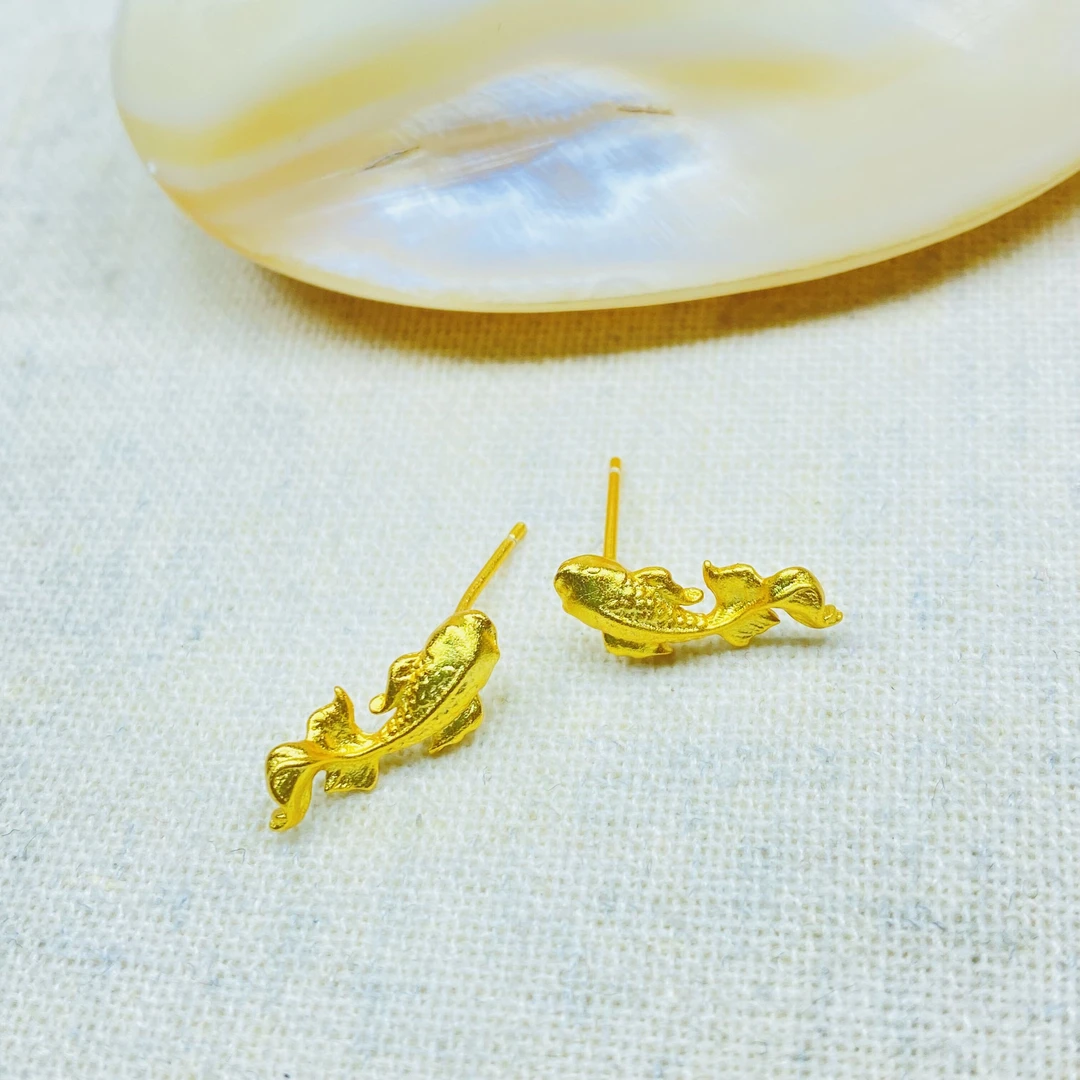 耳饰 K07176黄色小鱼耳钉多样性发货47406