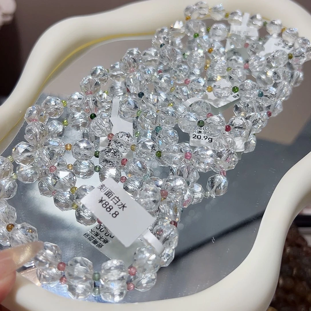 水晶手链未镶嵌钻切双a白水晶 48小时鉴赏