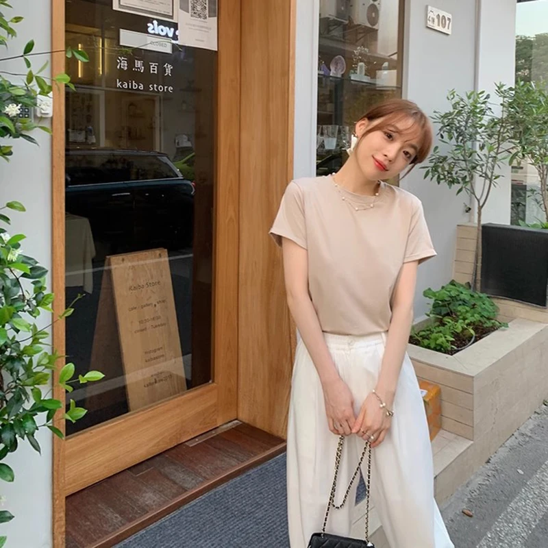 【高支高密肌肤t】高密高织精品棉 轻盈丝滑 显瘦圆领T恤 MH222027