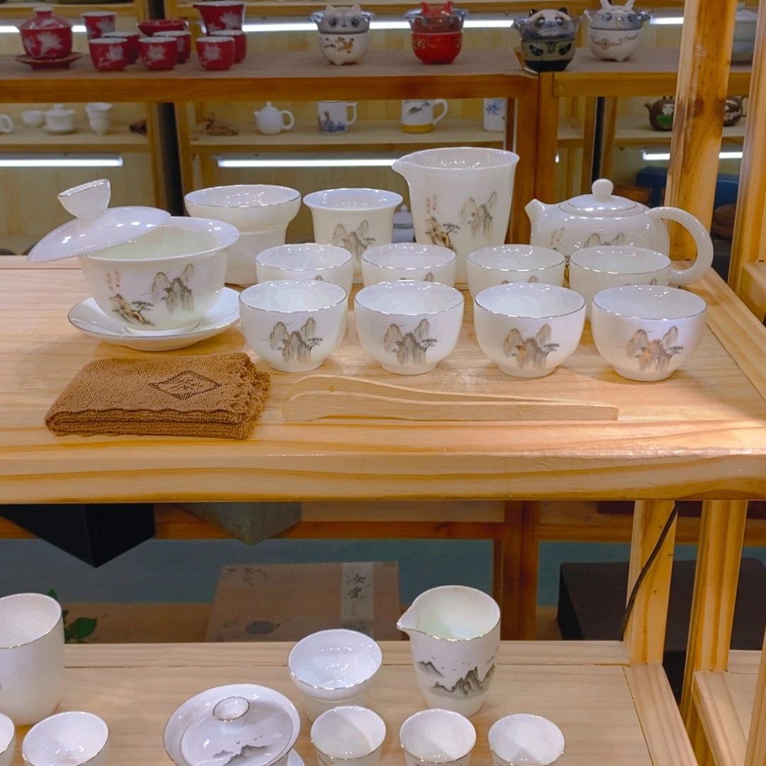【不止】羊脂玉瓷茶具套装