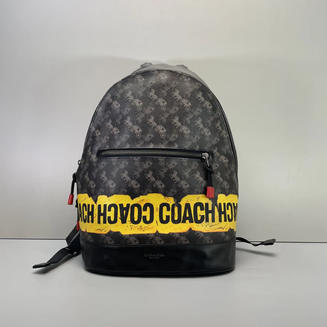 90新 COACH/蔻驰 小林/男士黑色马车双肩包28*40*15cmB021104