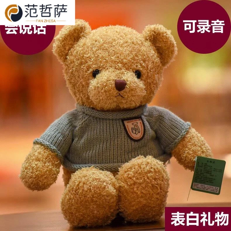【奥莱折扣】表白礼物录音款泰迪熊毛绒玩具会说话布娃娃可爱抱抱