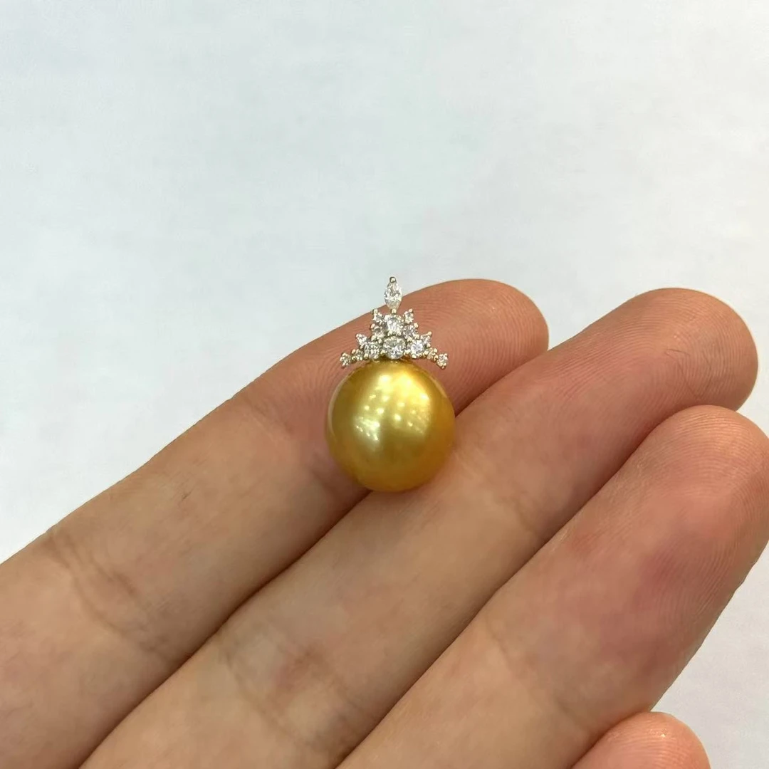 【北野珠宝】天然海水金珠吊坠-B79H-160【11mm】