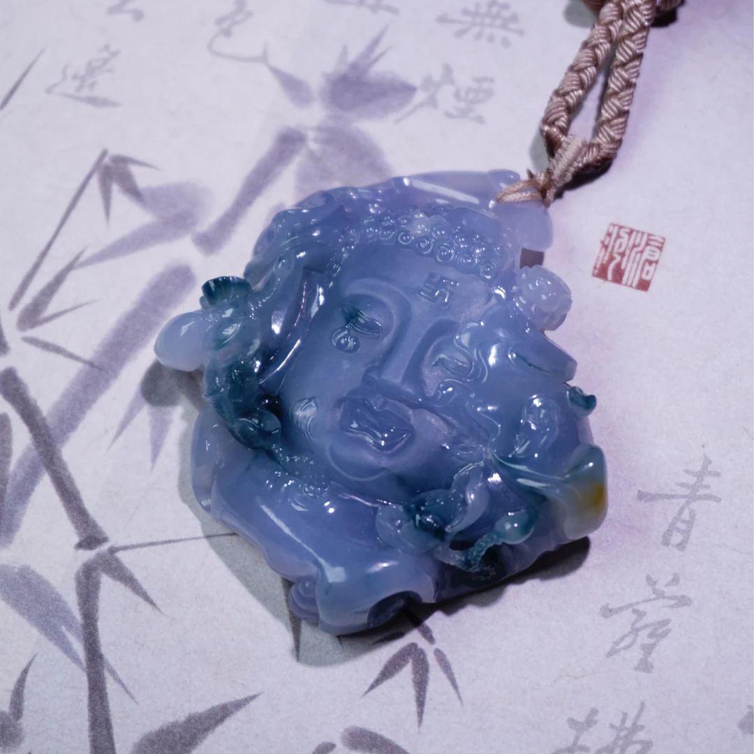 盛夏家I老坑春带彩翡翠佛观天下悟道挂件