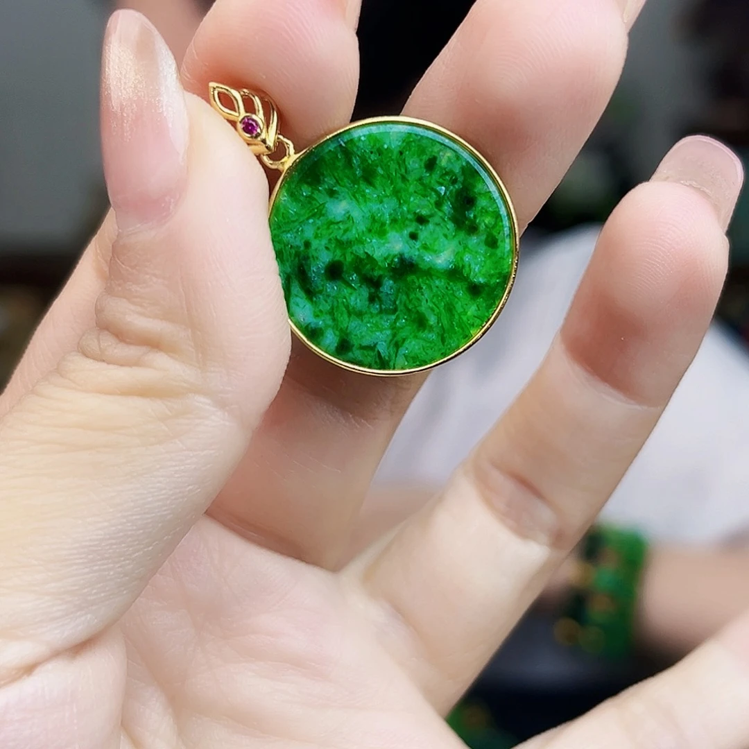 翡翠银S925镶嵌颈饰吊坠