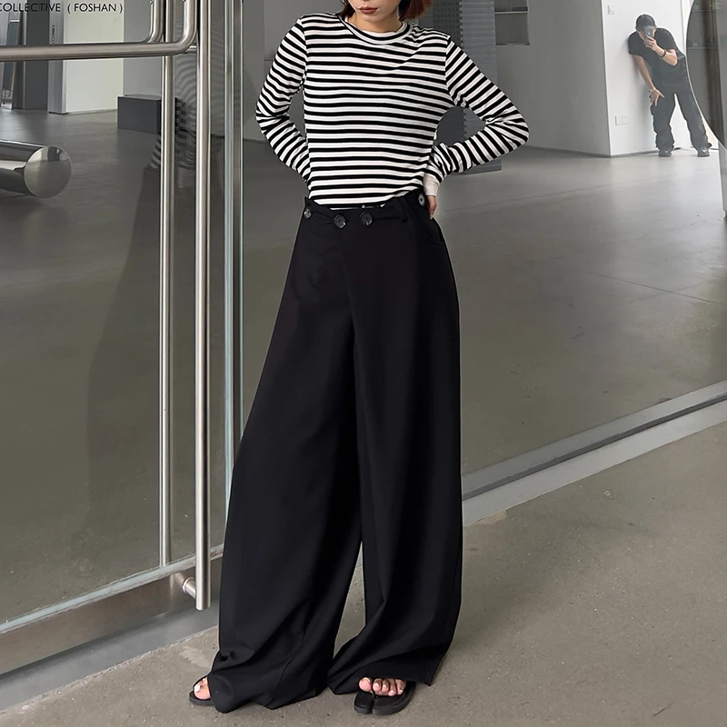 （清清款）3穿设计西装裤！8373小众设计师直筒阔腿西装裤女宽松