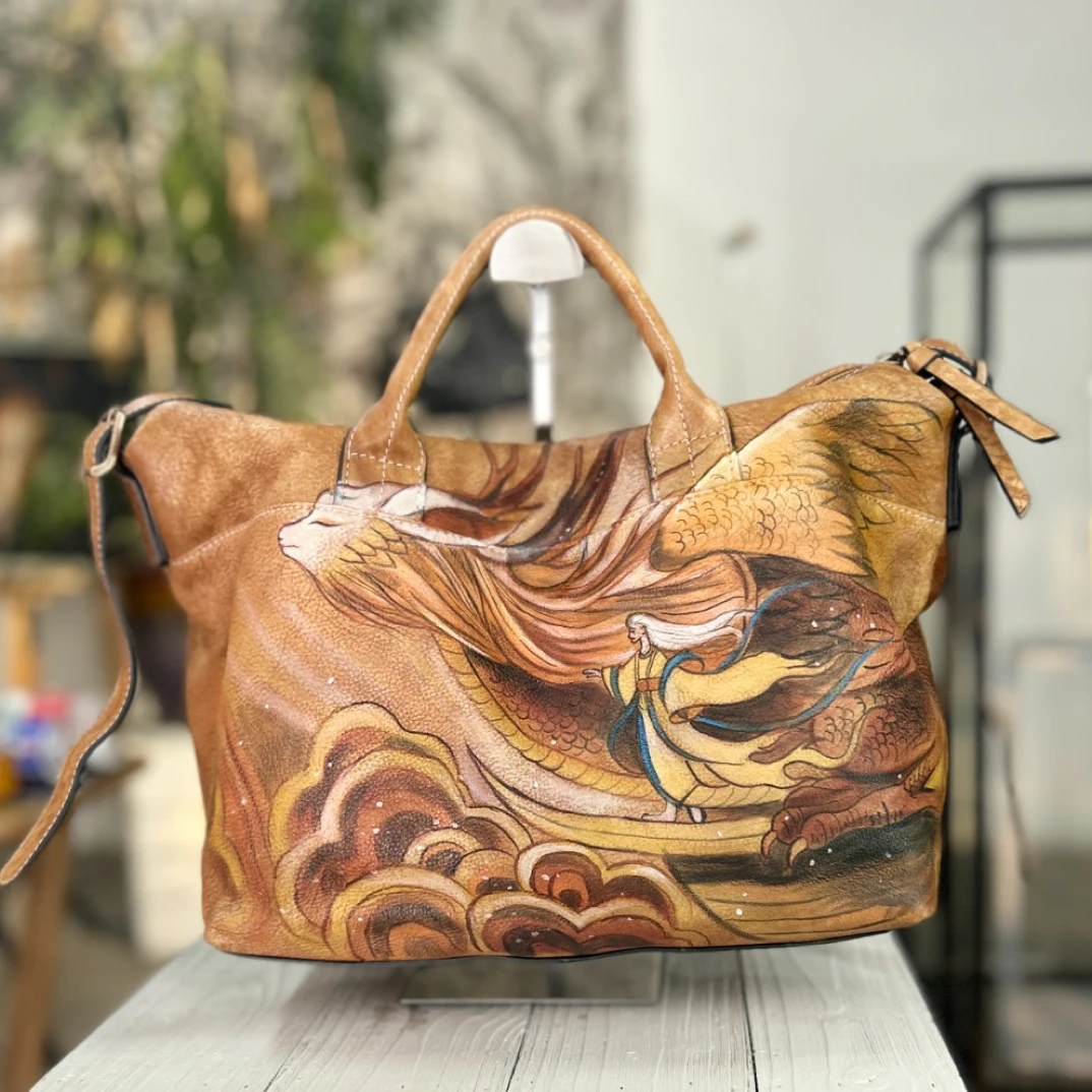 小众原创托特手提包大容量单肩百搭包包慵懒休闲风斜挎漂亮软皮包