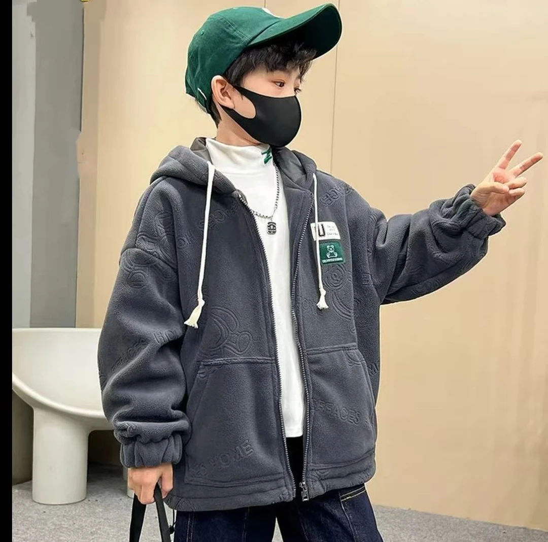 200472童装男童棉衣外套2025冬韩版洋气潮酷加绒夹棉棉服连帽外套