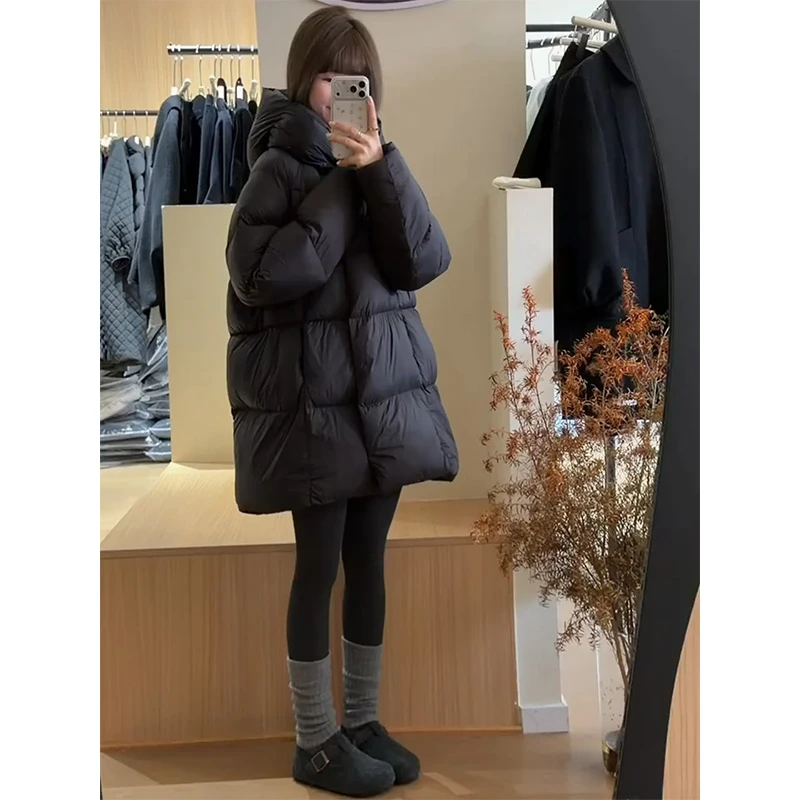 MARIE.COCO韩系穿搭中长款连帽棉服新款百搭宽松显瘦棉衣冬季外套