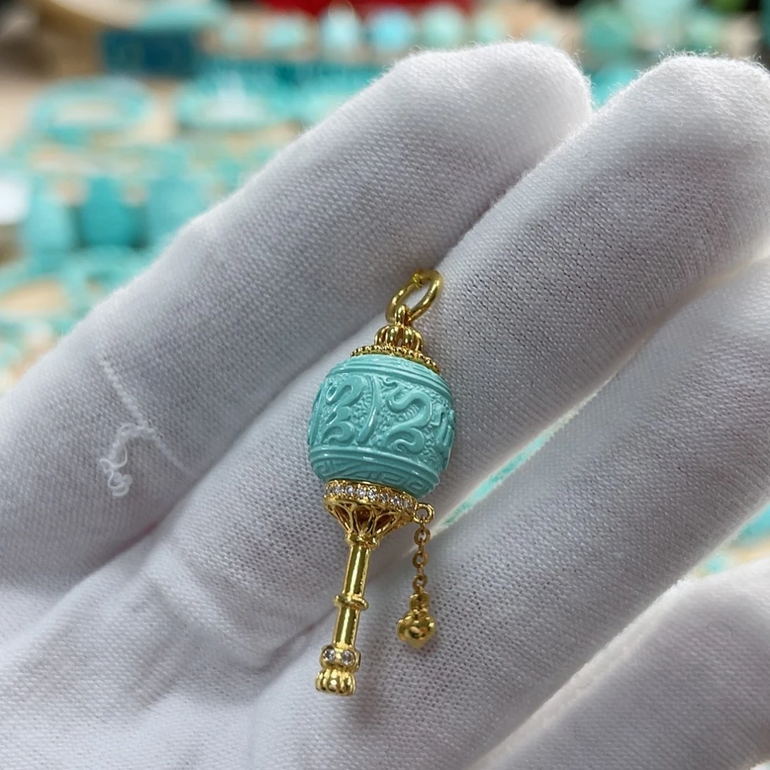 绿松石珠宝奇石18K金镶嵌