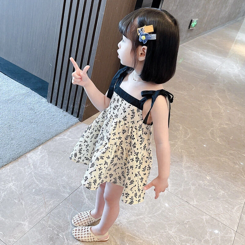 洋气女童吊带连衣裙夏装2025新款小童碎花裙夏季女宝宝背心裙子潮