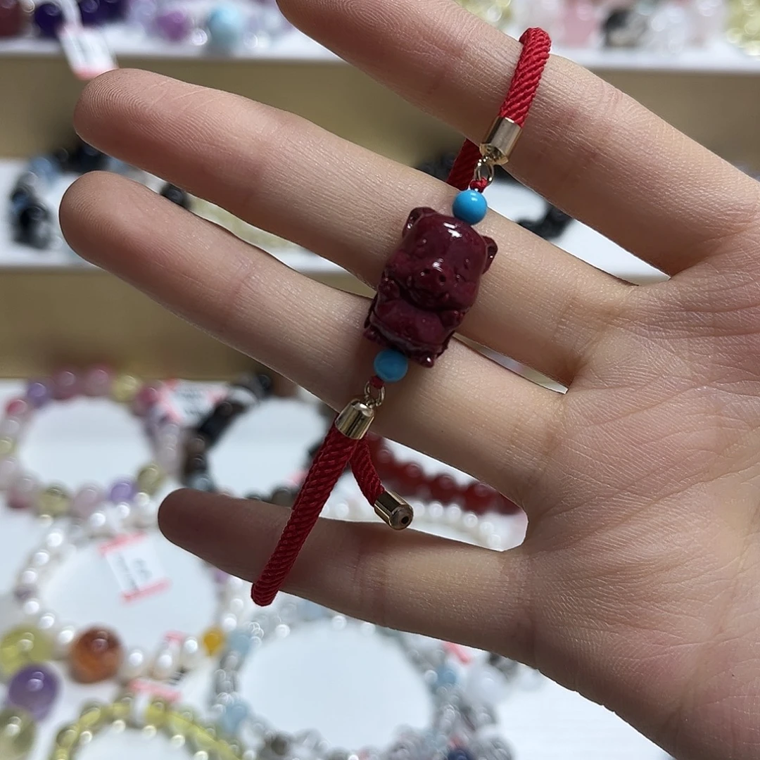 未镶嵌水晶手链红朱砂小猪手绳