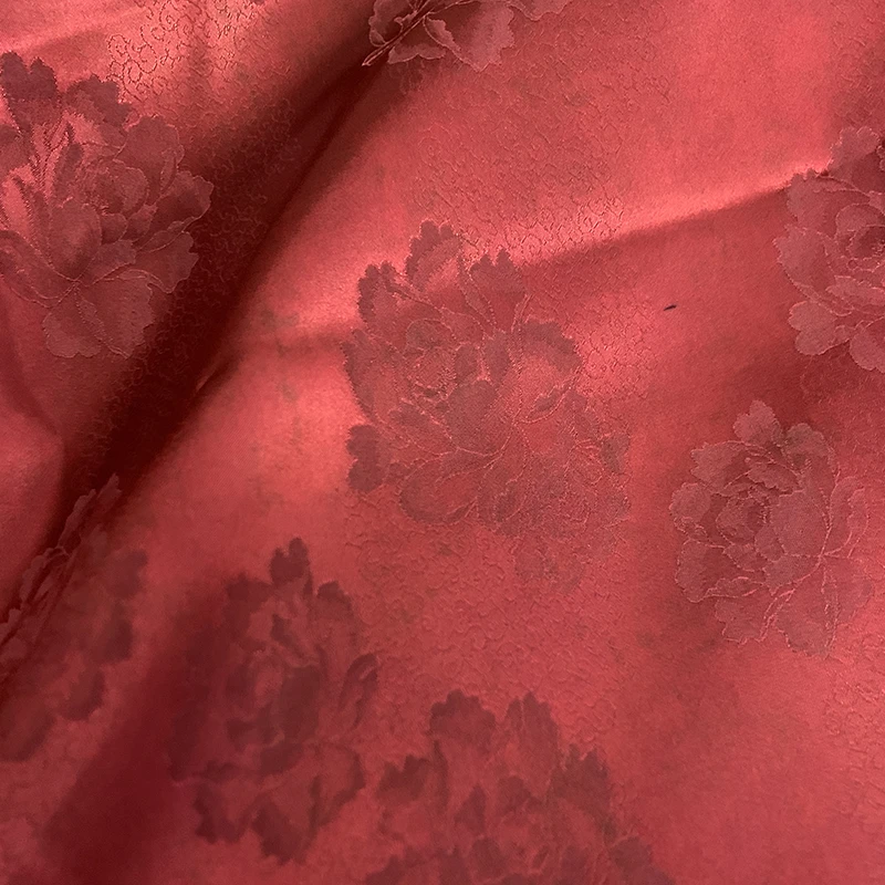 【红牡丹】香云纱红色上衣旗袍半裙马甲外套面料（不支持七天无理由）