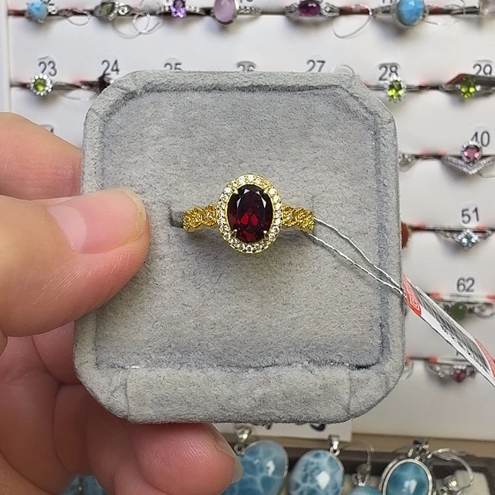 银S925镶嵌碧玺戒指