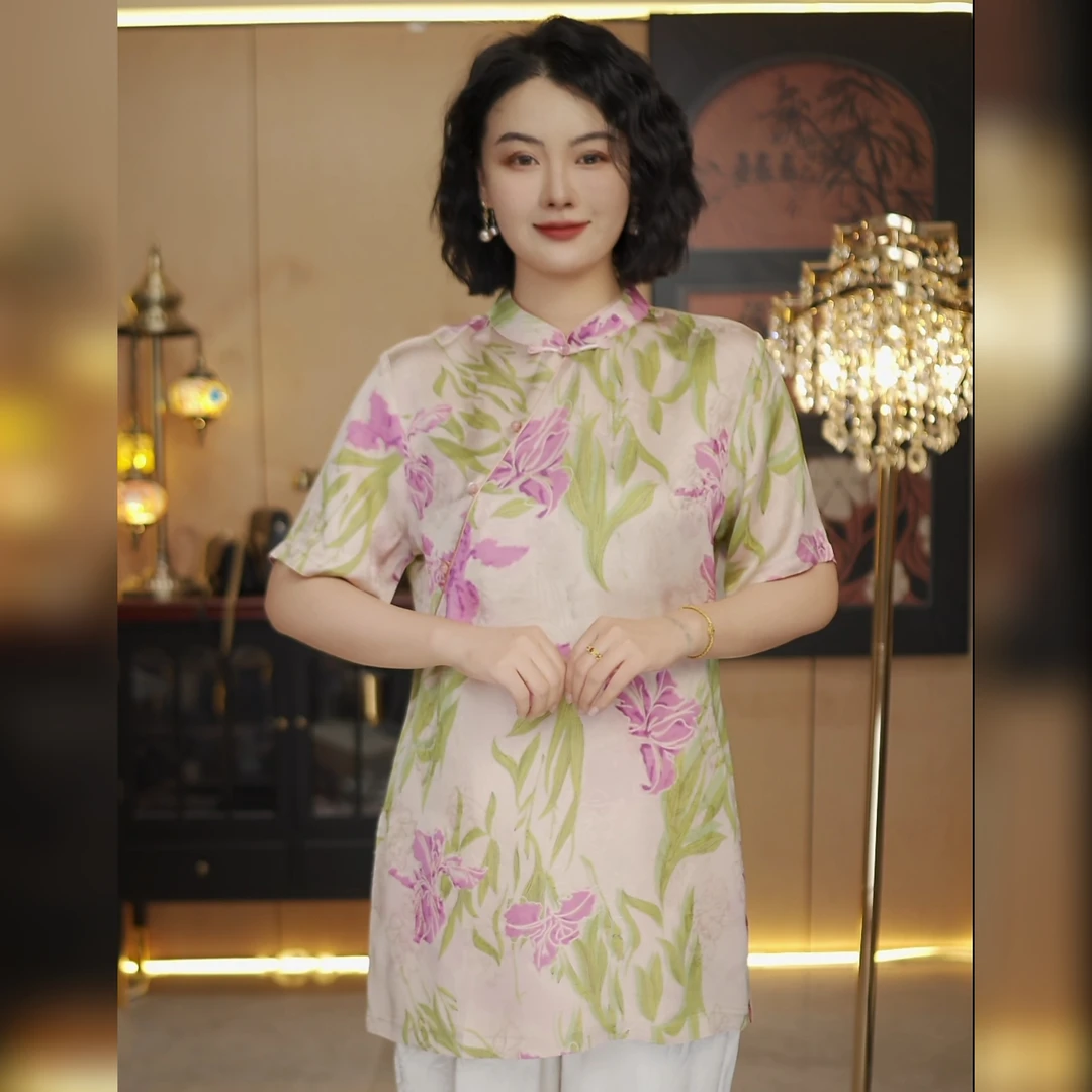 日常民族风短旗袍短袖提花旗袍新中式夏季中国风时尚设计师