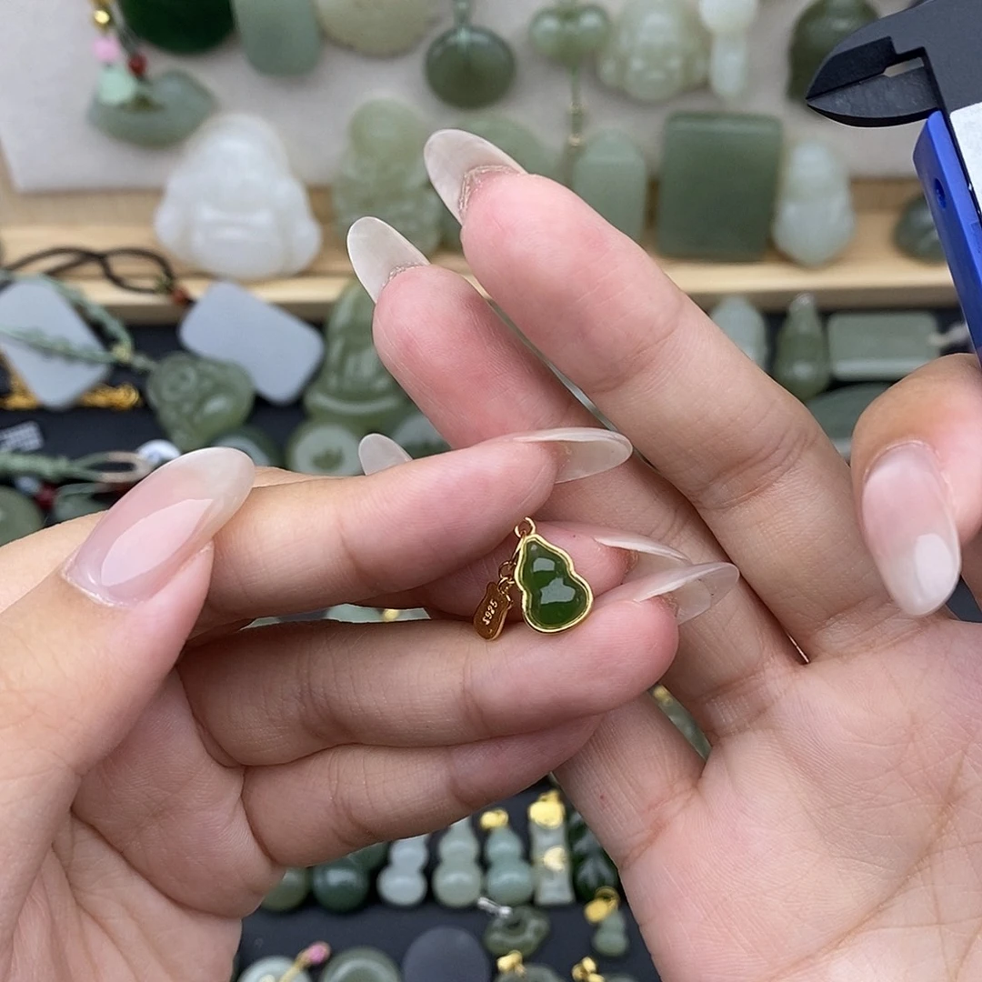 和田玉银S925镶嵌吊坠(不含链)
