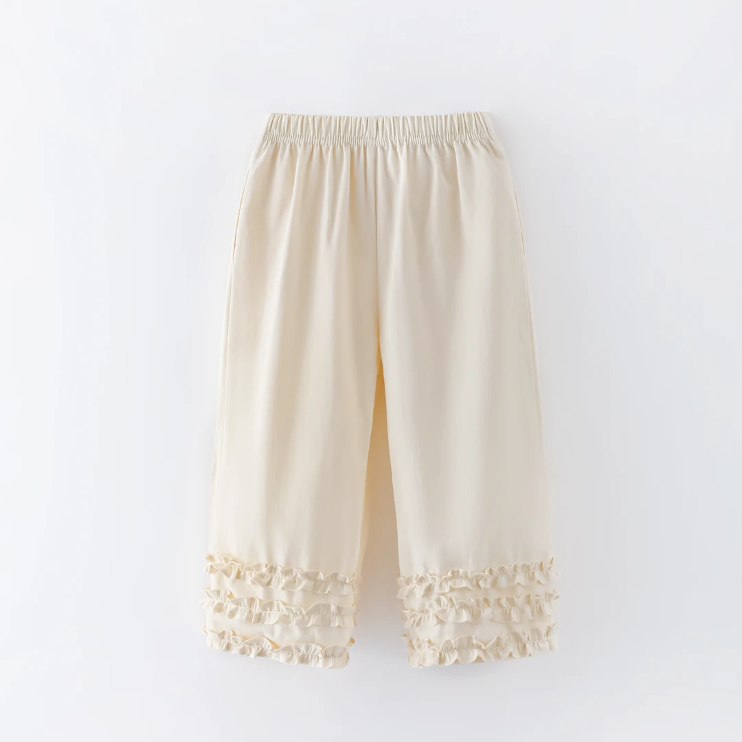 儿童裤子女中小童木耳边直筒裤X16