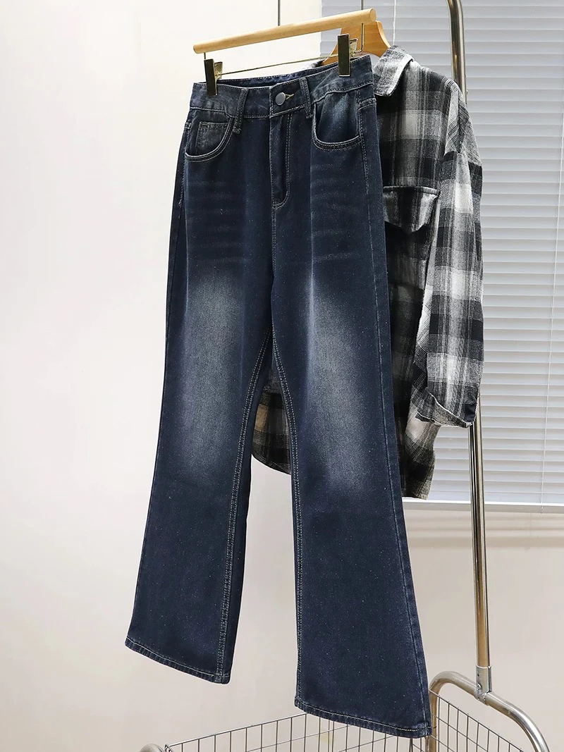 212 微喇做旧显瘦高腰百搭设计款牛仔裤（J20）