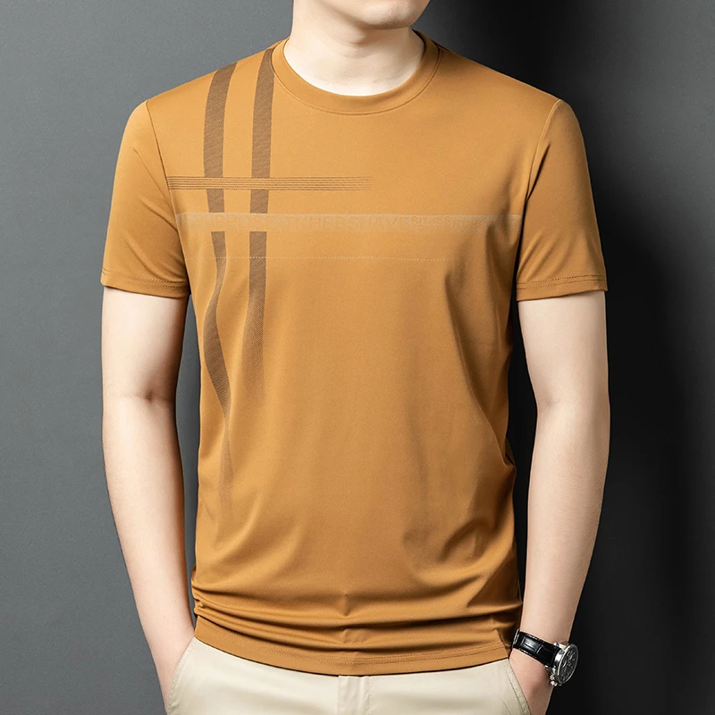 t恤上衣男士男装休闲夏季半袖圆领高档百搭中青年薄款速干2025