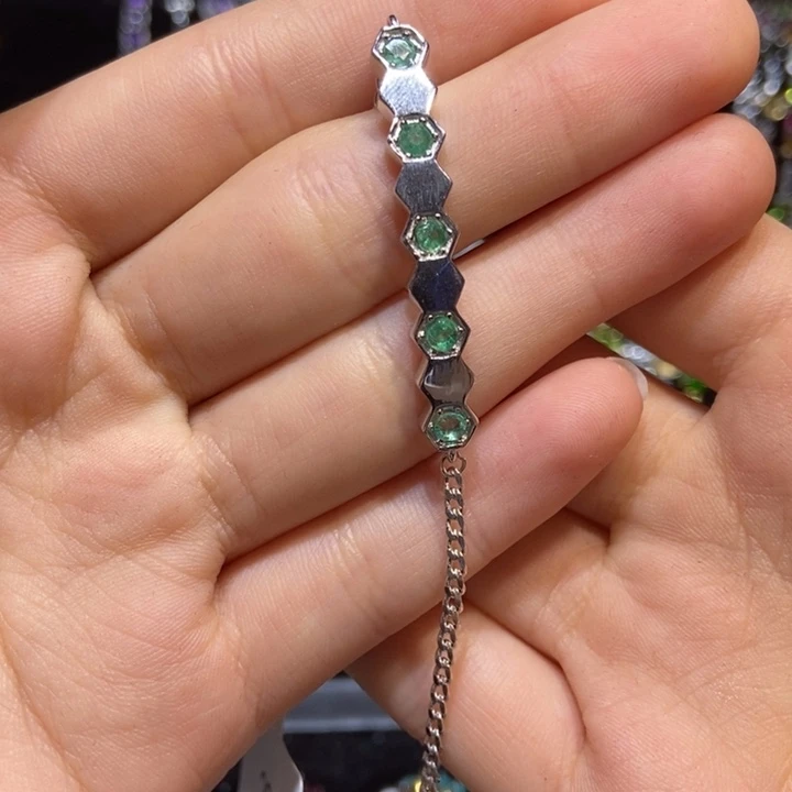 祖母绿手链银S925镶嵌