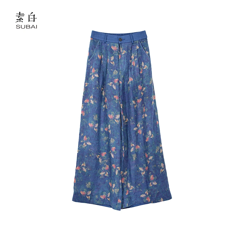 素白SB3240492943【素白】马乖印花休闲裤