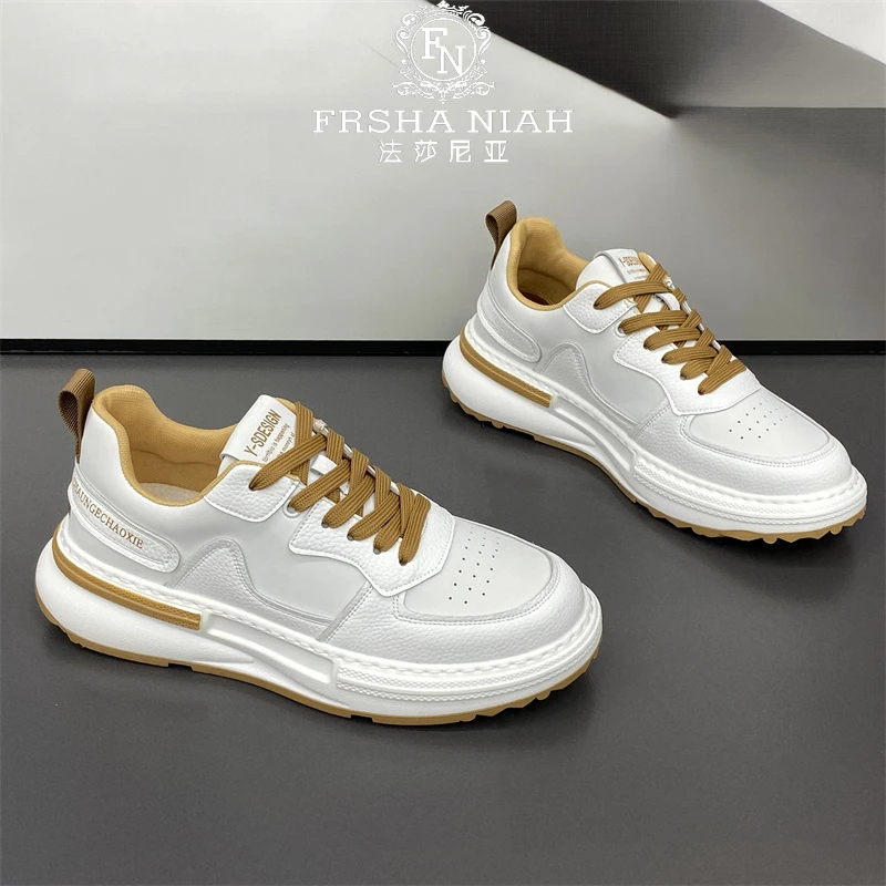 法莎尼亚松糕软底男鞋新款舒适时尚百搭小白鞋轻奢韩版耐磨休闲鞋