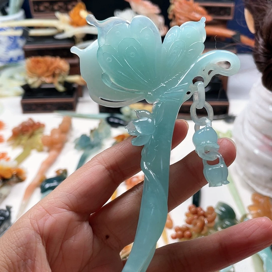 【闪购商品】未镶嵌岫玉发饰黛****?