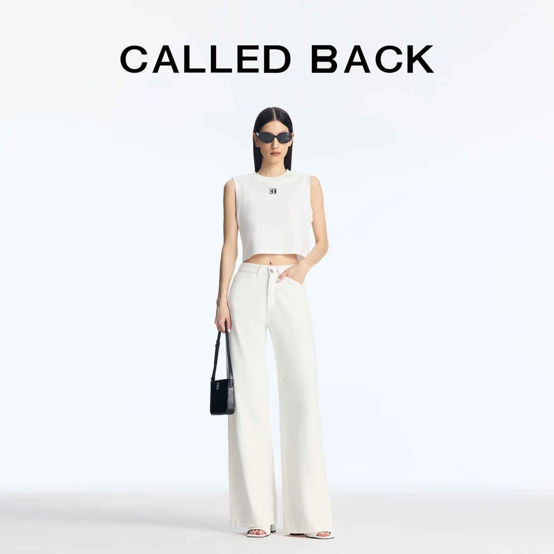 CALLED BACK新款阔腿白牛仔裤水洗宽松百搭0229