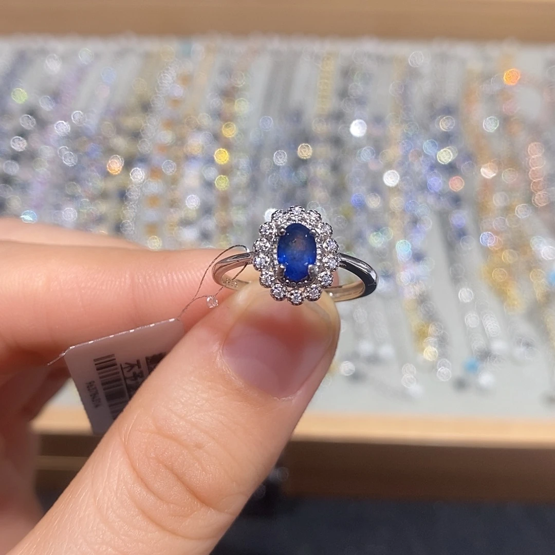 戒指蓝宝石银S925镶嵌