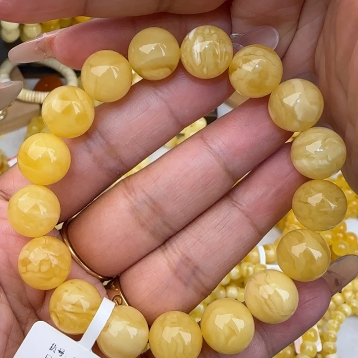 手链蜜蜡未镶嵌妖白花圆珠手串
