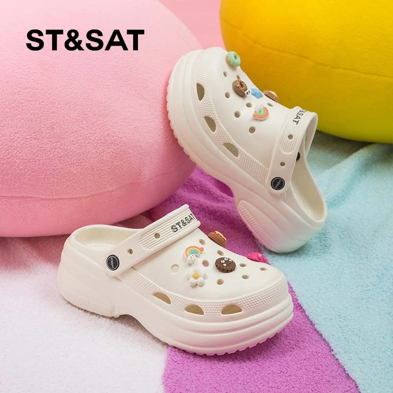 星期六时尚洞洞鞋女款2025夏季新款软底百搭包头拖一脚蹬外穿通勤