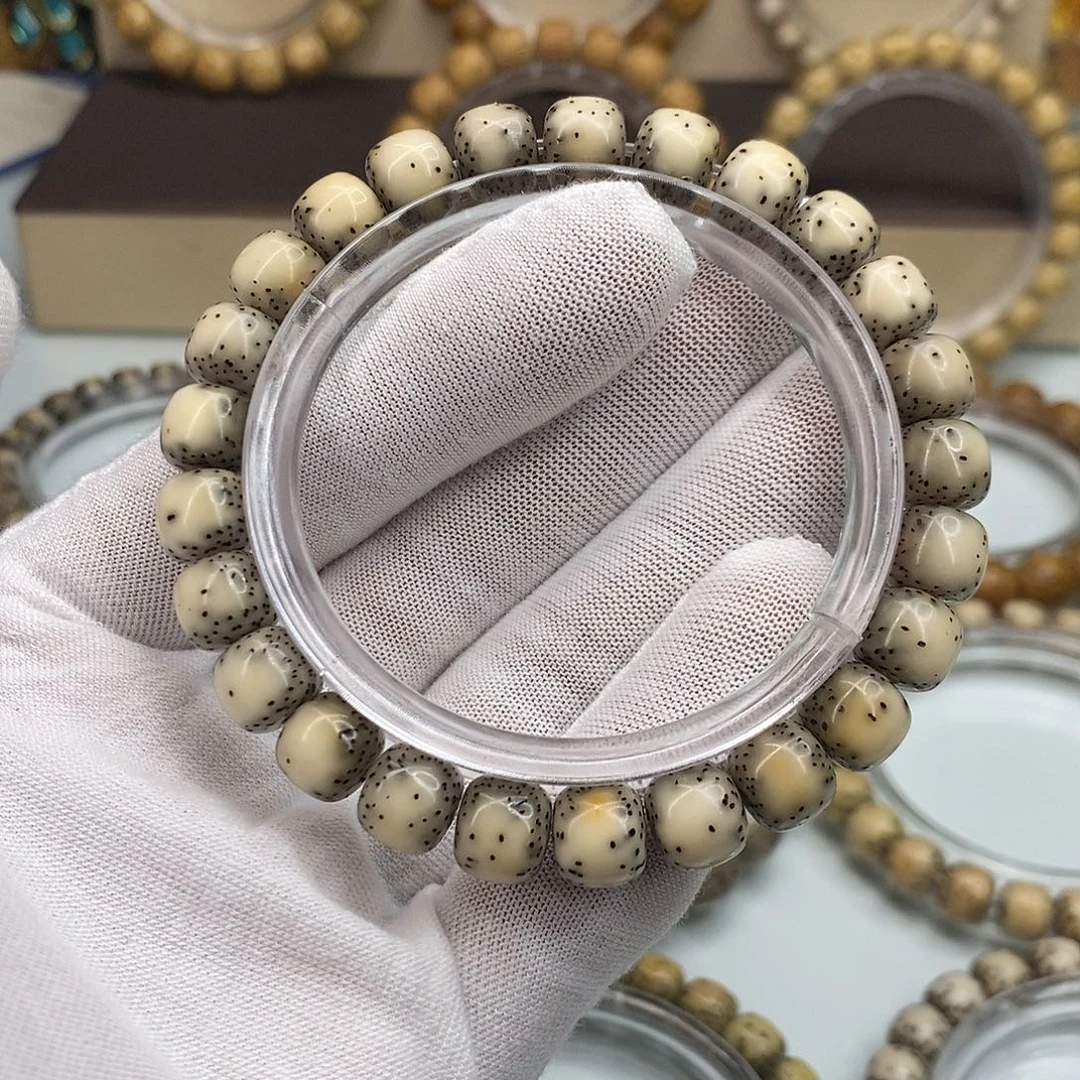 手串星月菩提9×8一物一图原生态同枝绿包白通体福利