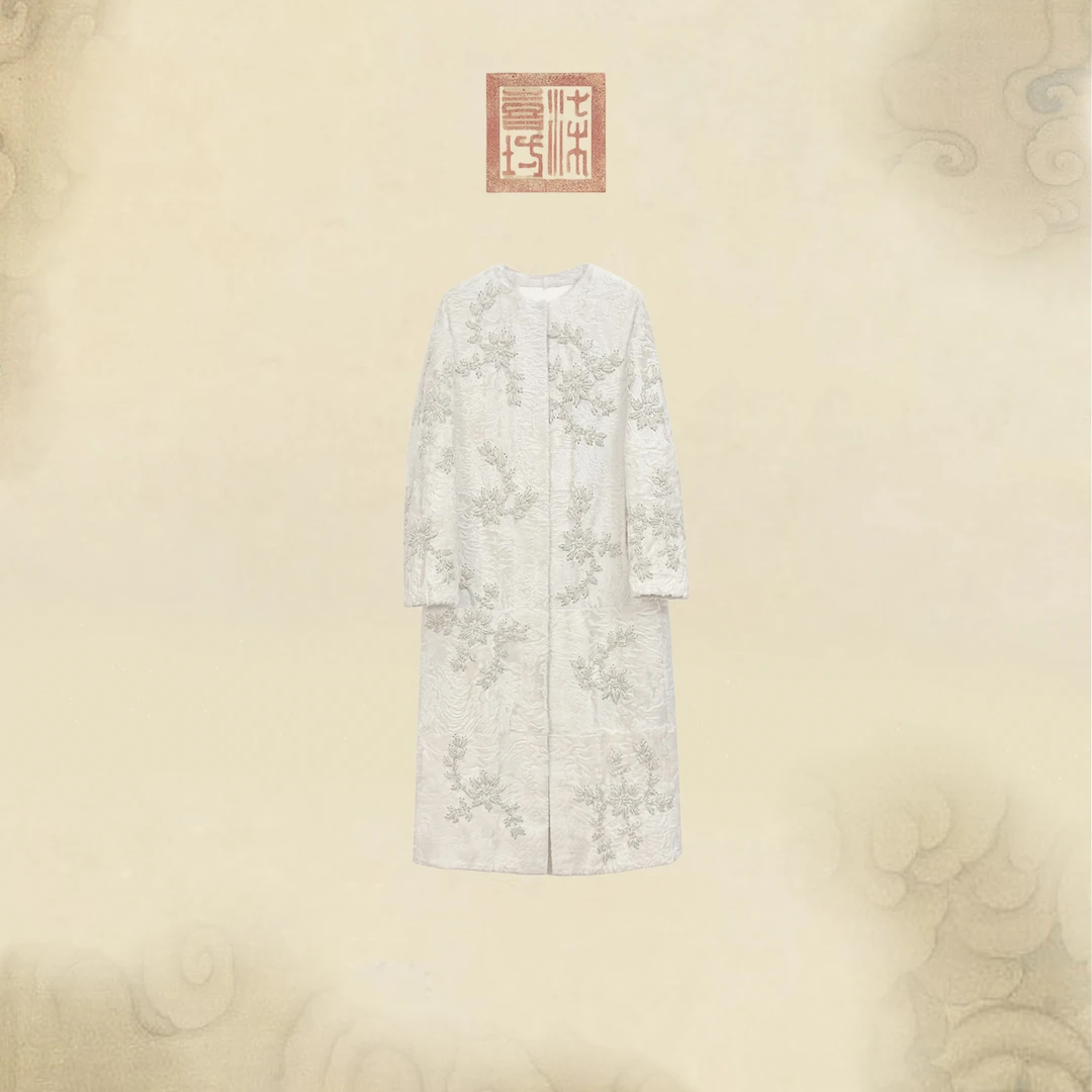 【富贵花】Lanshe阑舍【手工坊】·高定手工刺绣长款法式大衣
