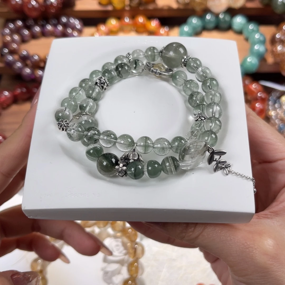 水晶手链未镶嵌绿幽灵多圈diy
