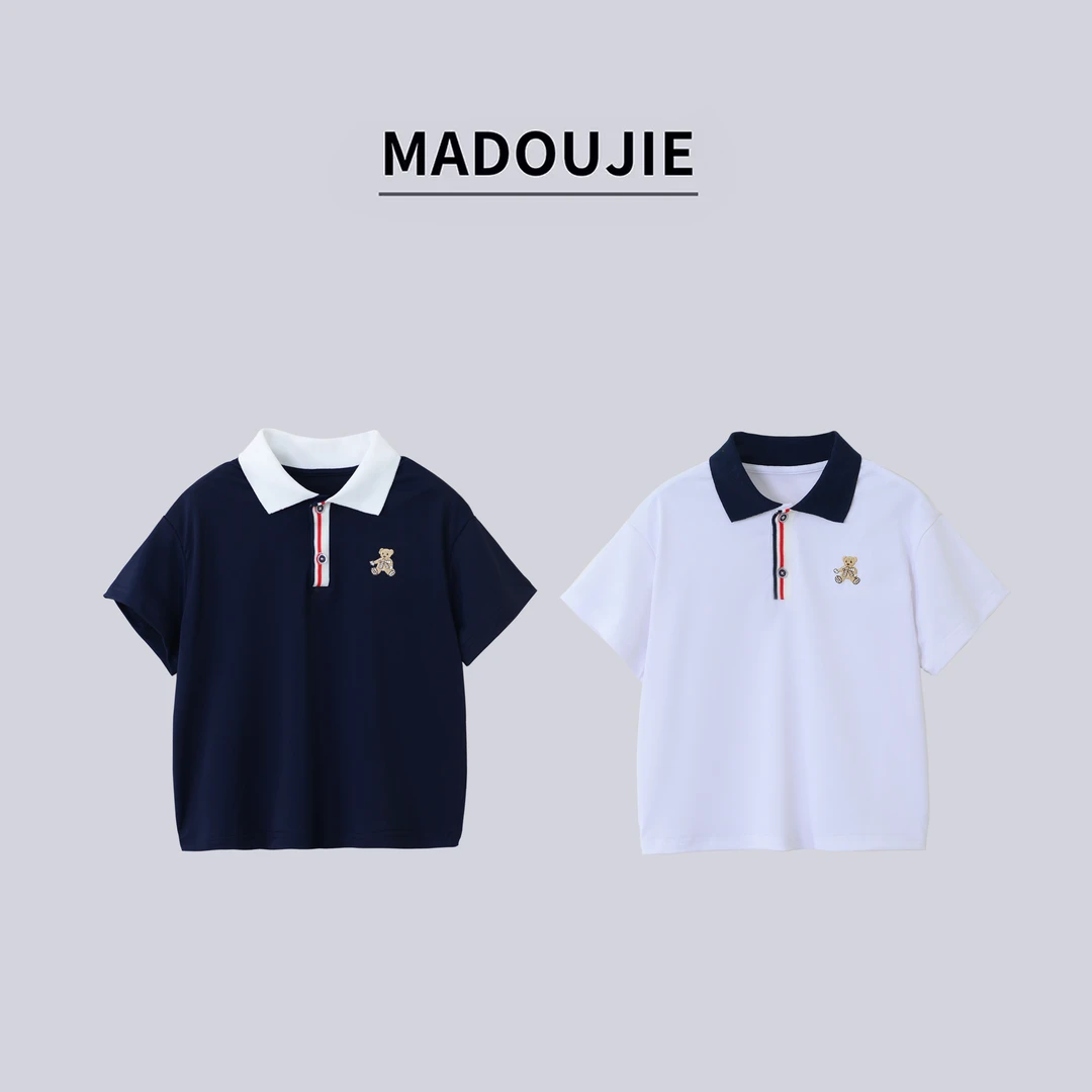 麻豆街【小熊POLO】男童女童T恤2025新款运动T恤MD115