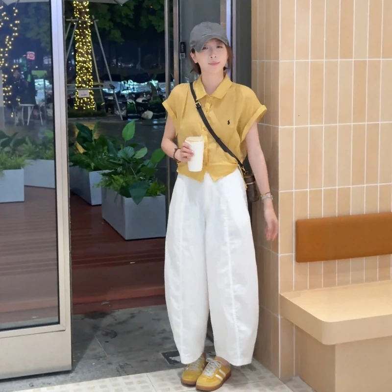 今年流行高级感简约气球裤女2025夏季新款遮肉百搭九分灯笼阔腿裤