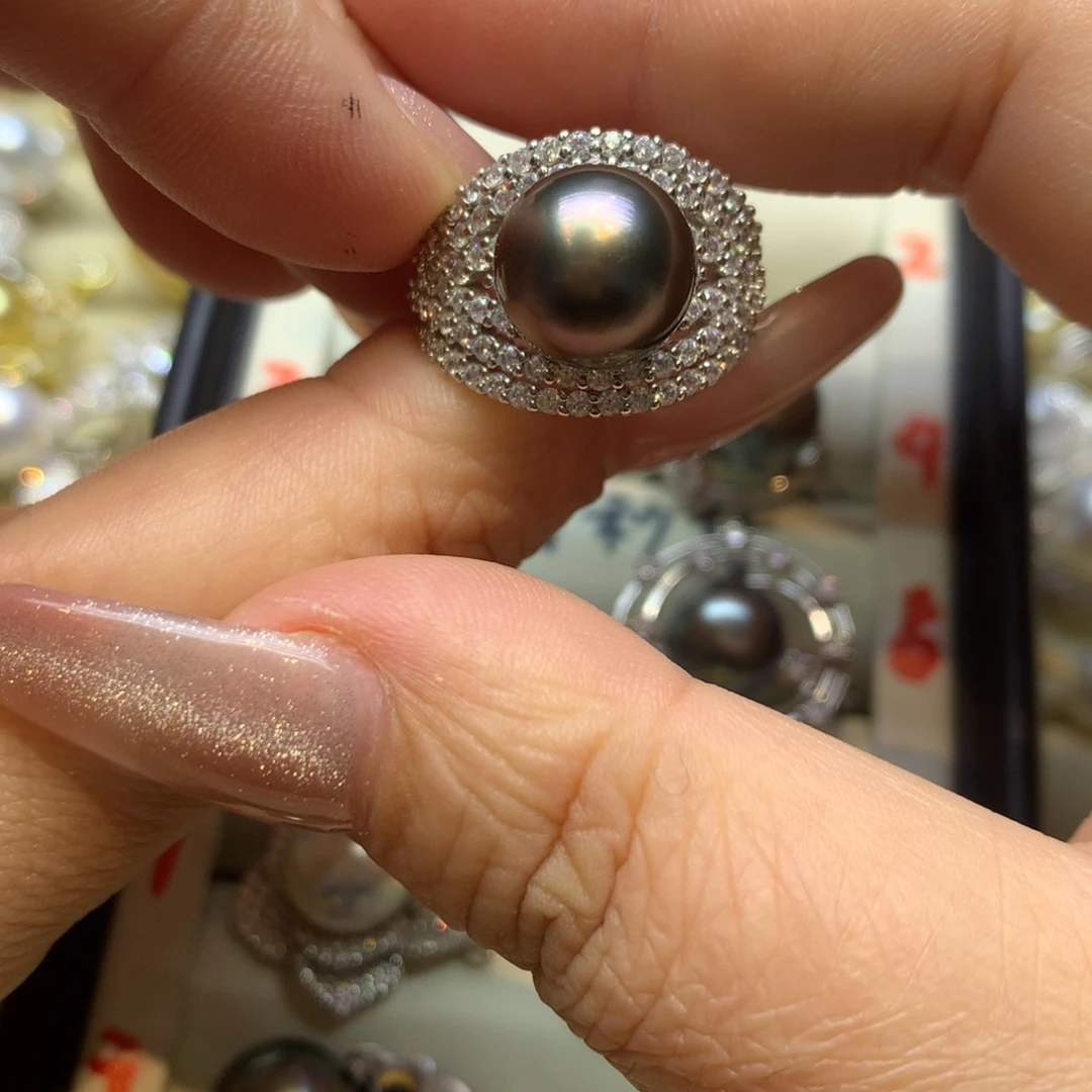 银S925镶嵌戒指海水珍珠