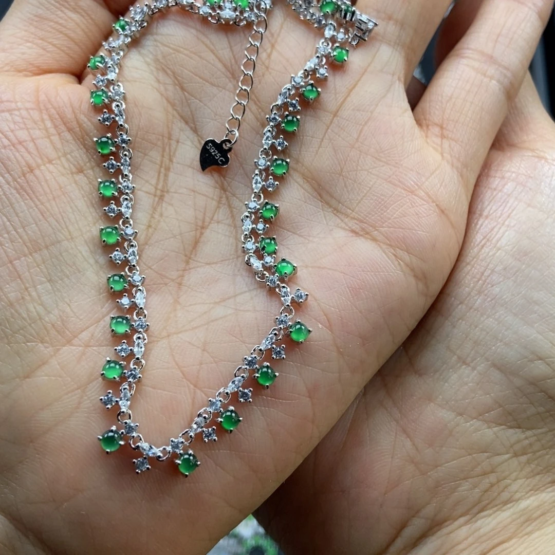 若***神翡翠银S925镶嵌耳饰