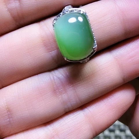 和田玉银S925镶嵌戒指