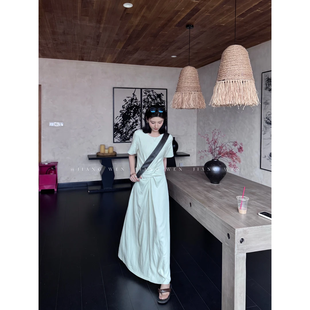 【普罗旺斯】小众设计款交叉绑带收腰显瘦裙短袖连衣裙